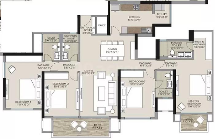 3 BHK Floor Plan