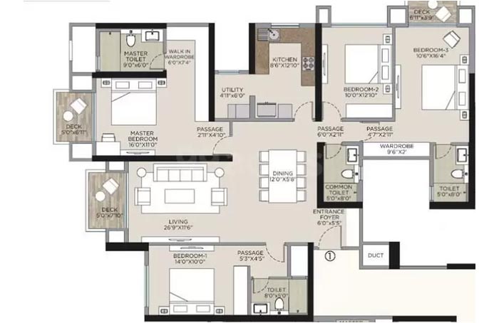 4 BHK Floor Plan